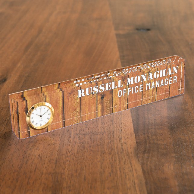 Porte-nom Wood Background Office (Taille)