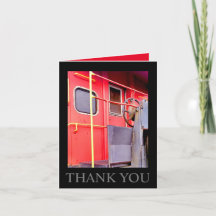 Porte rouge Caboose Carte de remerciements