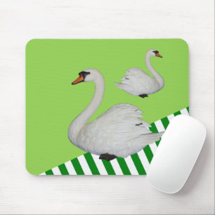 Porte-souris à bande verte cygne ! Tapis de souris