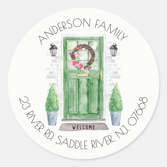 Porte verte | Nouveau Sticker Étiquette de adresse (Devant)