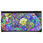 Portefeuille floral jaune brillant bleu fluorescen