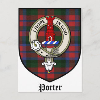 Porter Clan Crest Badge Tartan Postcard