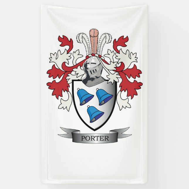 Porter Family Crest Coat of Arms Banner (Vertical)
