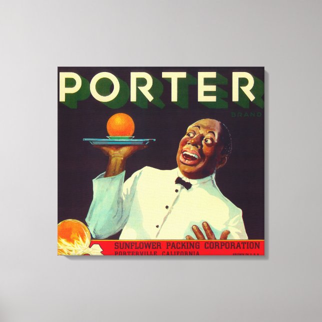 Porter Orange LabelPorterville, CA Canvas Print (Front)