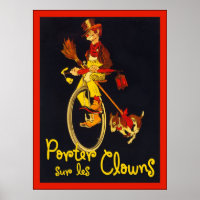 Porter Sur Les Clowns ~ Poster de cirque Vintage