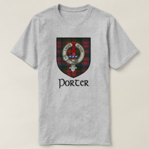 Porter Surname Scottish Clan Badge and Tartan T-Shirt