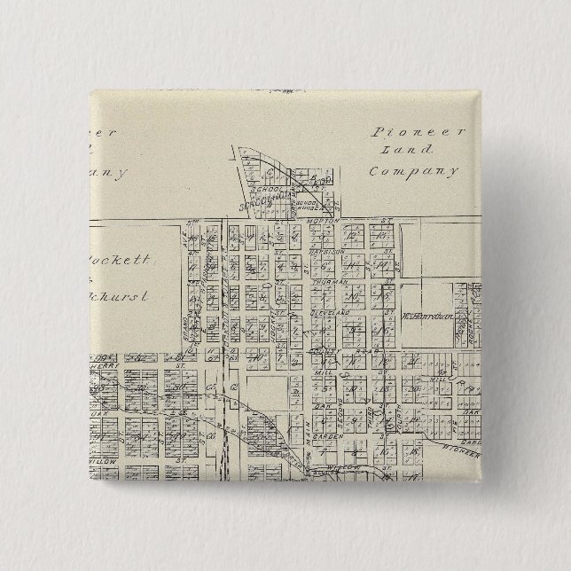 Porterville 2 Inch Square Button (Front)