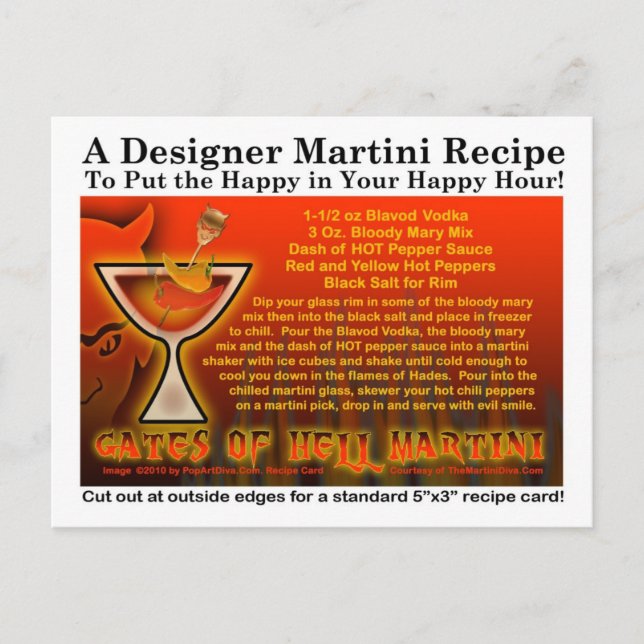 Portes de l'enfer Halloween Martini Recette Carte  (Devant)