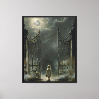 Portes hantées sous la lune-gothique toile MurArt