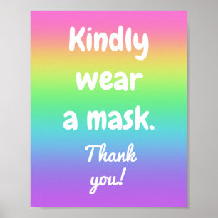 Portez un masque Poster des couleurs arc-en-ciel