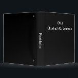 Portfolio Black and White Your Name and Monogram Binder<br><div class="desc">Display text for a monogram is above display text for a name on the front. Additional display text is on the spine. (Shown: Portfolio) The text is white and can be edited.</div>