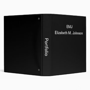 Portfolio Black and White Your Name and Monogram Binder