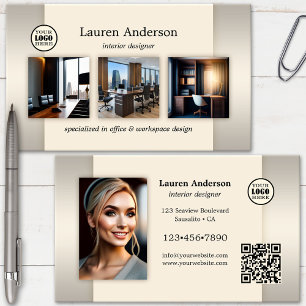 Portfolio Logo QR Code Interior Designer Business Card