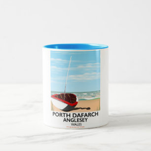 Porth Dafarch, Anglesey vintage travel poster Two-Tone Coffee Mug
