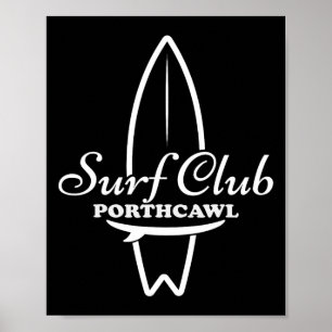 Porthcawl, Surf Club Retro Surfboard Graphic Poster