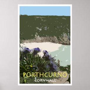 PORTHCURNO, affiche vintage de style des