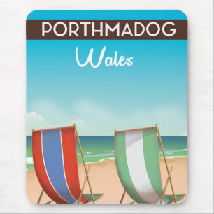Porthmadog, Wales, welsh, travel poster print. Mouse Pad