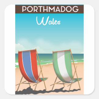 Porthmadog, Wales, welsh, travel poster print. Square Sticker