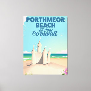 Porthmeor Beach, St Ives, Cornwall travel poster Canvas Print