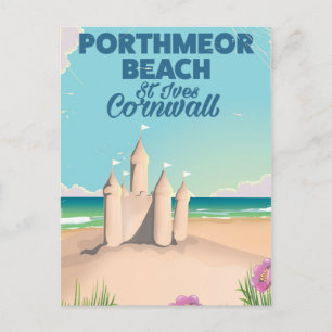 Porthmeor Beach, St Ives, Cornwall travel poster Postcard