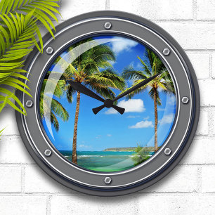 Porthole to Paradise Wall Clock