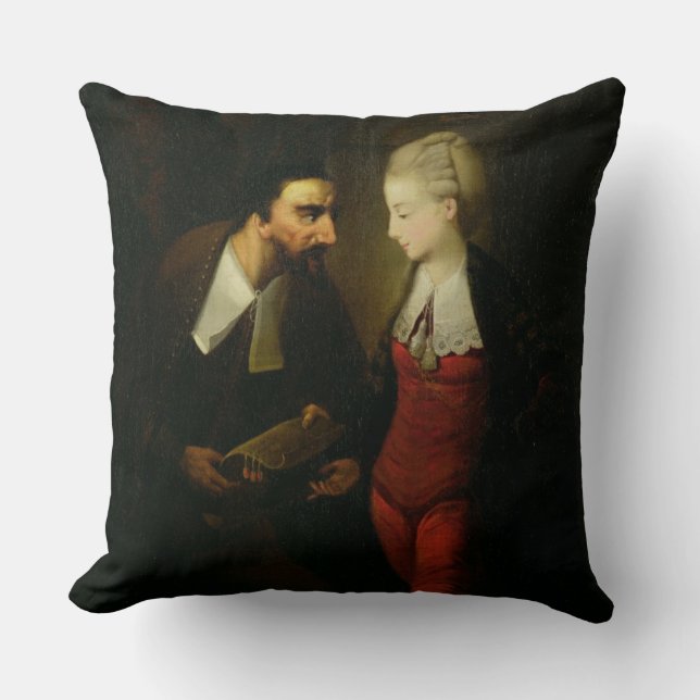 Portia and Shylock from 'The Merchant of Venice' A Throw Pillow (Front)