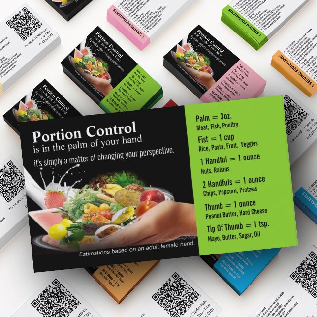 Portion Control Business Cards (Nutrition Mastery Business Cards in custom colors)