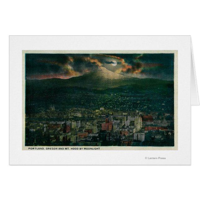 Portland and Mt. Hood by Moonlight (Front Horizontal)