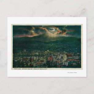 Portland and Mt. Hood by Moonlight Postcard