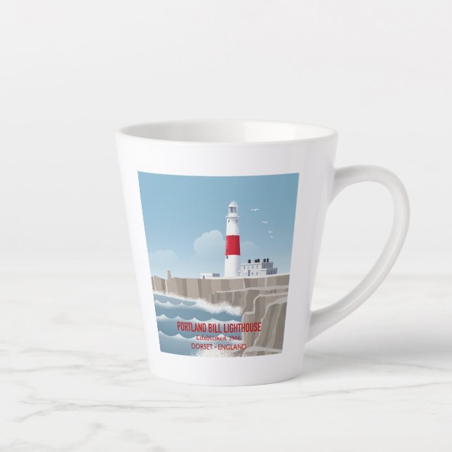 Portland Bill Lighthouse Latte Mug (Right)