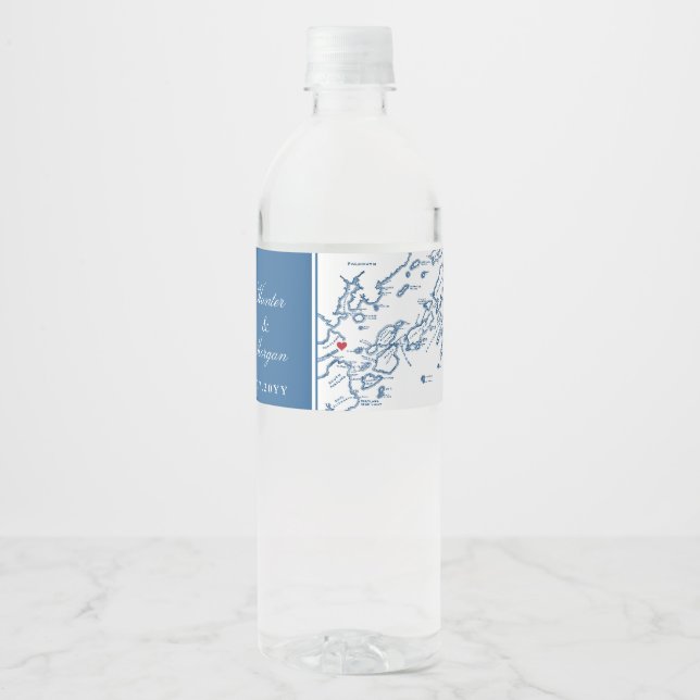 Portland Casco Bay Wedding  Water Bottle Label (Front)