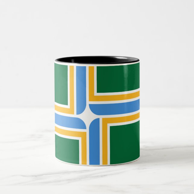 Portland city flag Two-Tone coffee mug (Center)