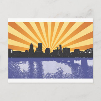 Portland cityscape pop art postcard