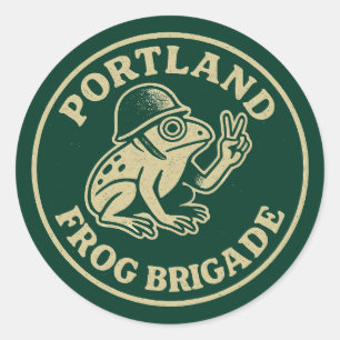 Portland Frog Brigade Retro Design Classic Round Sticker