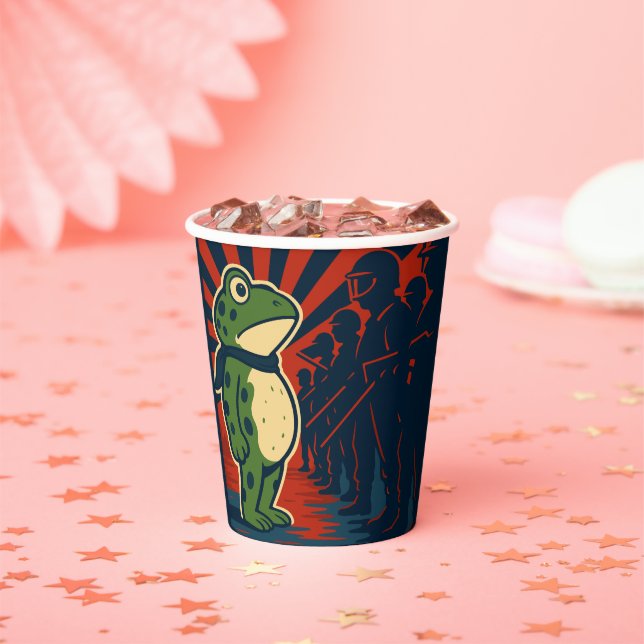 Portland Frog Protest Paper Cups (Insitu)