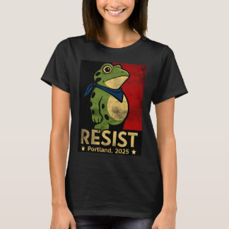Portland Frog Protest Resist 2025 Retro Funny Frog T-Shirt