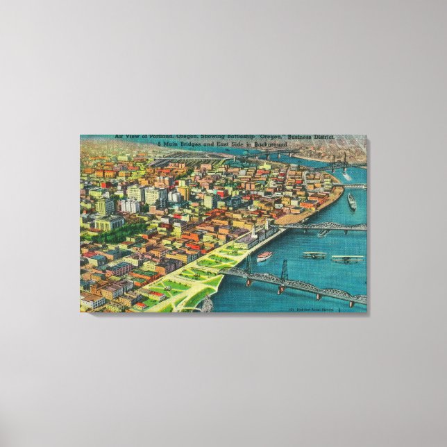 Portland from Air showing Bridges and Canvas Print (Front)