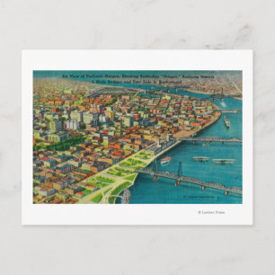 Portland from Air showing Bridges and Postcard