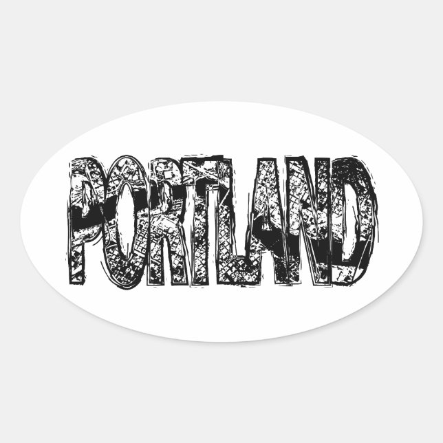 Portland Grunge Map Oval Sticker (Front)