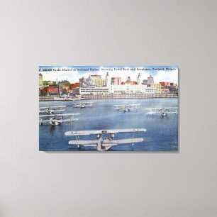Portland Harbour View of the Public Market Canvas Print