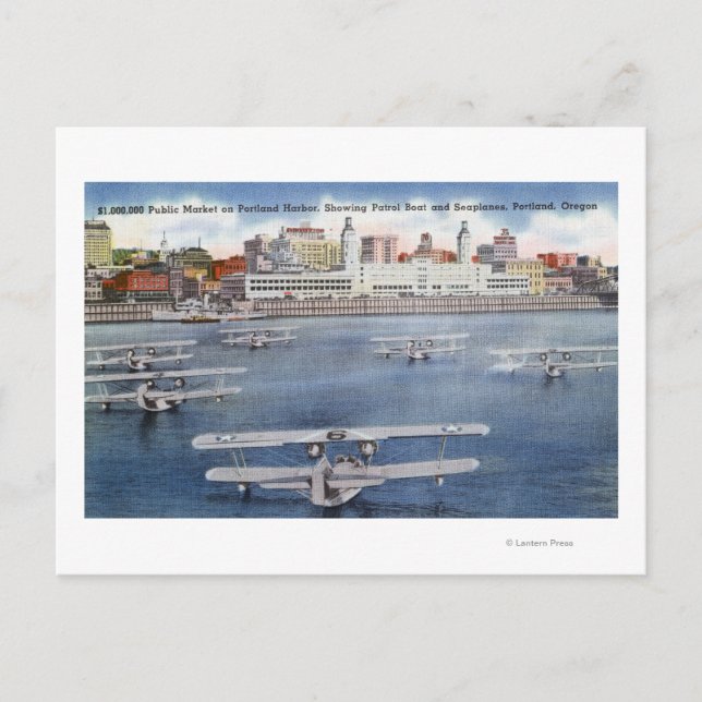 Portland Harbour View of the Public Market Postcard (Front)