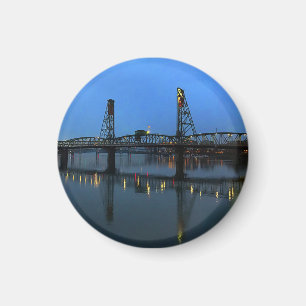 Portland Hawthorne Bridge #2 Round Magnet