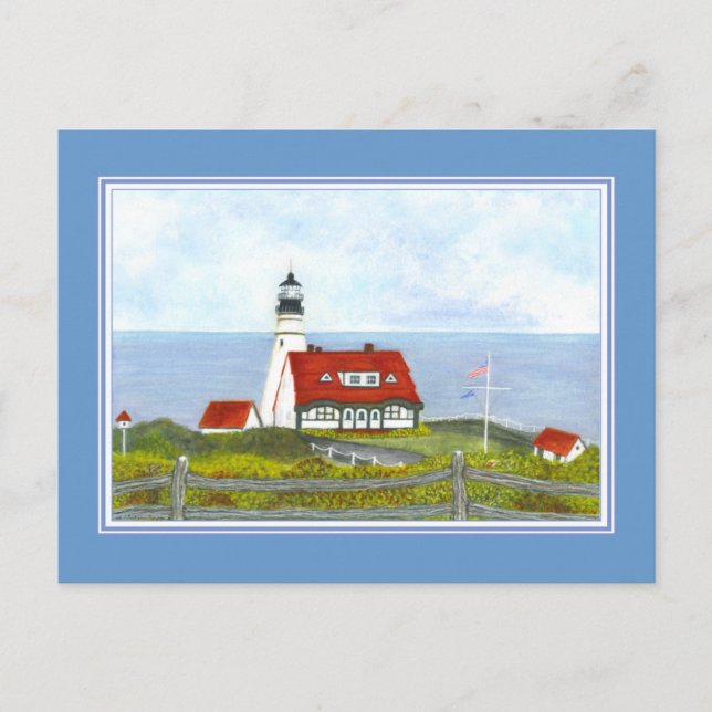 Portland Head Light  "A View from the Hill" Postcard (Front)