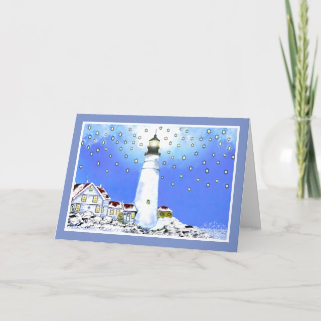 Portland Head Light by Brigid O'Neill Hovey Holiday Card (Front)