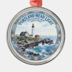 Portland Head Light, Cape Elizabeth Maine Metal Ornament