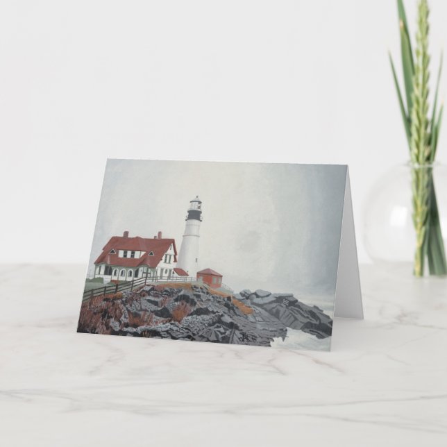 Portland Head Light in Fog Thank You Card (Front)