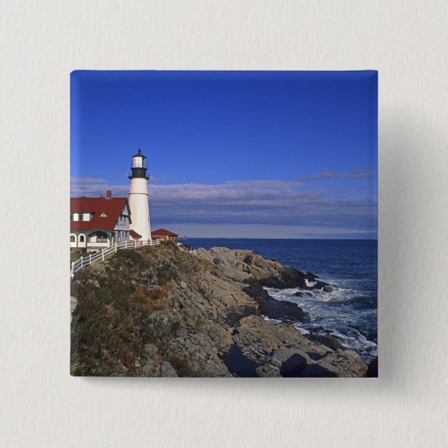 Portland Head Light Lighthouse Maine 2 Inch Square Button (Front)