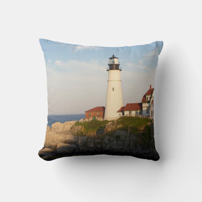 Portland Head Light Lighthouse Throw Pillow (Front)