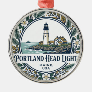 Portland Head Light Maine Metal Ornament
