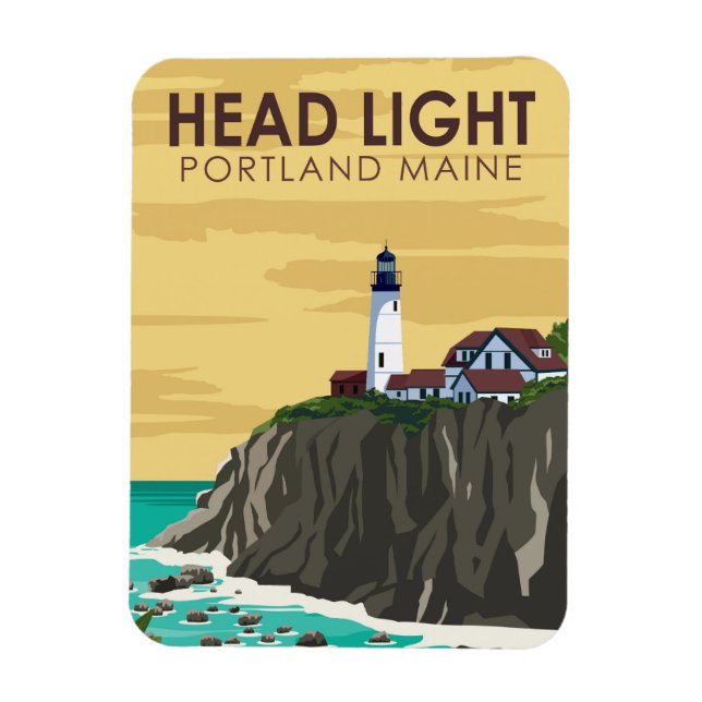 Portland Head Light Maine Vintage Art Magnet (Vertical)